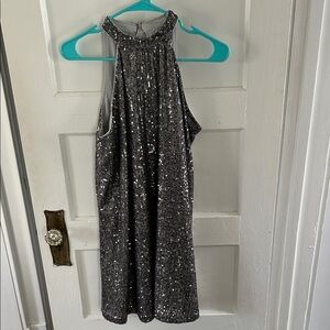 LOFT Glittering Silver Mini Dress